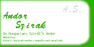 andor szirak business card